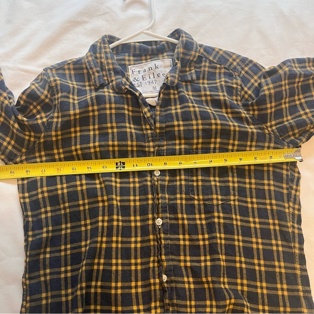 Frank & Eileen Barry Cotton Flannel Plaid Button Down Shirt Blue Yellow Medium - Picture 10 of 11